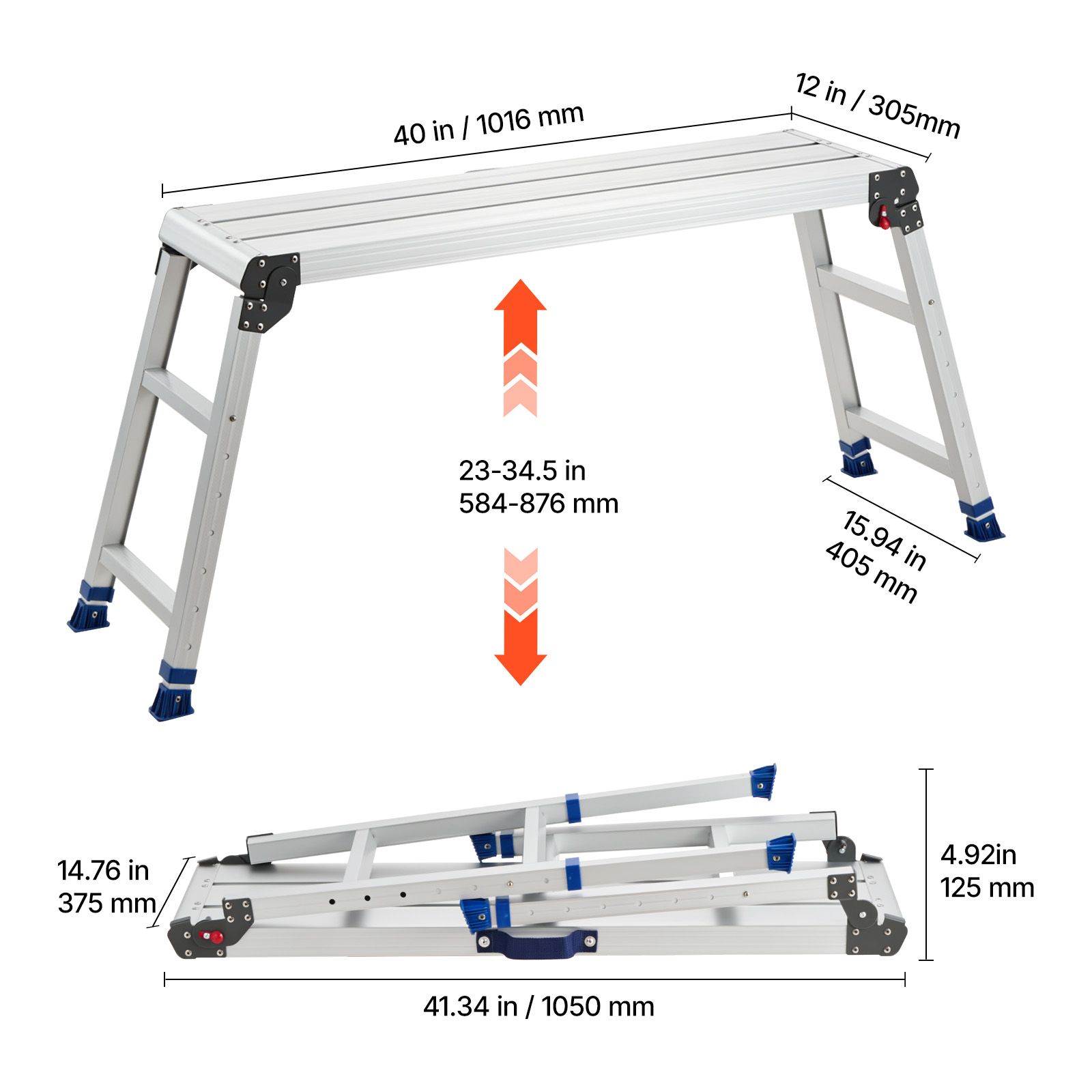 Workbench Portable Fold - Składana platforma robocza, regulowana wysokość 23-34,5